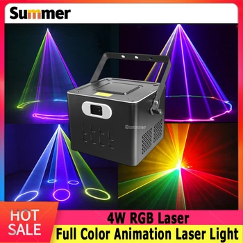 4 Вт Лазер RGB Полноцветная Анимация Лазерный Луч ILDA Программа DJ Дискотека Рождественская И Праздничная Сцена Лазерный Проектор Дискотека KTV Club