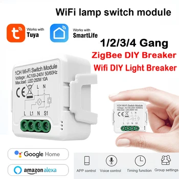 Tuya 10A MINI Wifi /Zigbee Smart Switch DIY 2-полосное Реле Управления Таймером Для Умной Жизни Работа С Alexa Google Home Яндекс Алиса 0