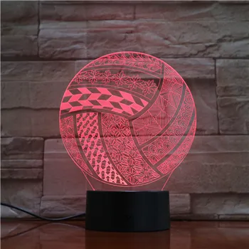 3D светодиодный ночник для волейбола с 7 цветами подсветки для украшения дома, лампа с дистанционным управлением, Потрясающая визуализация, оптическая иллюзия
