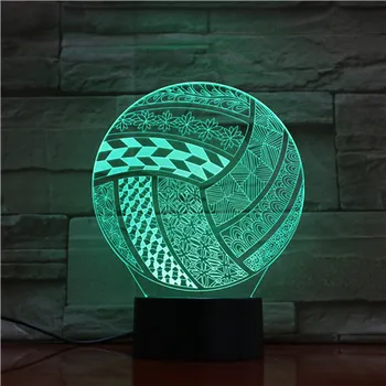 3D светодиодный ночник для волейбола с 7 цветами подсветки для украшения дома, лампа с дистанционным управлением, Потрясающая визуализация, оптическая иллюзия 1