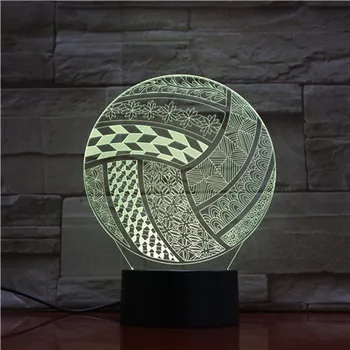 3D светодиодный ночник для волейбола с 7 цветами подсветки для украшения дома, лампа с дистанционным управлением, Потрясающая визуализация, оптическая иллюзия 3