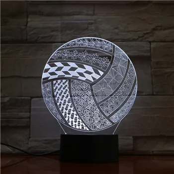 3D светодиодный ночник для волейбола с 7 цветами подсветки для украшения дома, лампа с дистанционным управлением, Потрясающая визуализация, оптическая иллюзия 5
