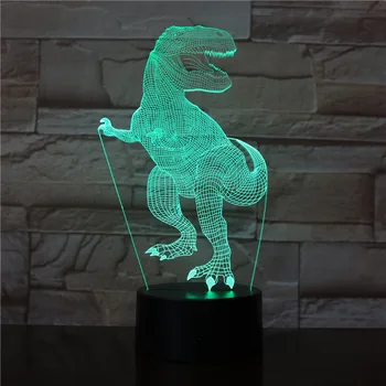 3D Динозавр Ночник LED WarmWhite USB Кнопка Акриловые Оптические Фонари Декор luminaria Ночные Лампы Детские Подарки Для Ребенка 0
