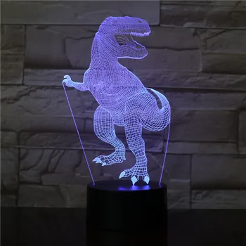 3D Динозавр Ночник LED WarmWhite USB Кнопка Акриловые Оптические Фонари Декор luminaria Ночные Лампы Детские Подарки Для Ребенка 3