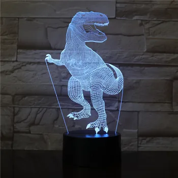 3D Динозавр Ночник LED WarmWhite USB Кнопка Акриловые Оптические Фонари Декор luminaria Ночные Лампы Детские Подарки Для Ребенка 5