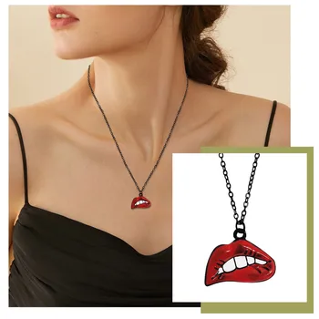 Европейская и американская мода, сексуальное ожерелье с красной губой, Персонализированный дизайн, трендовое мужское ожерелье, Изысканное ожерелье для женщин