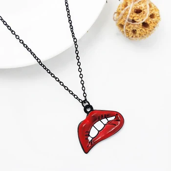 Европейская и американская мода, сексуальное ожерелье с красной губой, Персонализированный дизайн, трендовое мужское ожерелье, Изысканное ожерелье для женщин 3