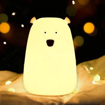 Милый Медведь светодиодный ночник Decoracion Lampara De Noche Ddormitorio Baby Детская Прикроватная лампа Силиконовый сенсорный датчик управления касанием