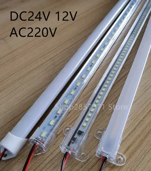 5pcs DC 12V 24V AC 220V SMD 2835 5630 LED Hard Rigid Strip Bar Tube Light Алюминиевый корпус для Домашнего Декора Стен Кухонного Шкафа
