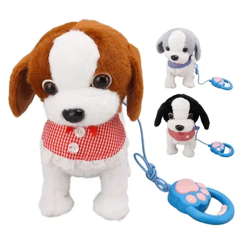 Гуляющий и лающий щенок, игрушка для собак, интерактивный танцующий электронный плюшевый питомец с поводком на дистанционном управлении для детей
