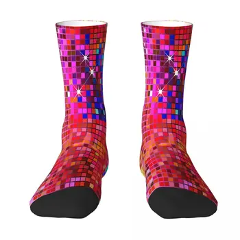 Изображение металлического разноцветного блестящего шара с изображением диско-шара, носки с блестящим рисунком, мужские Женские чулки из полиэстера, настраиваемые