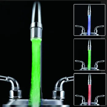 Светодиодная подсветка водопроводного крана Кухня Ванная Комната Кран для душа Насадка для крана с 7 сменами цвета Датчик температуры Крана Светодиодная подсветка