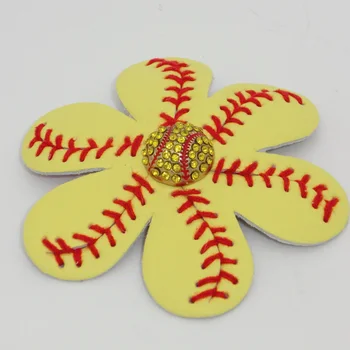 Банты для волос с цветочным швом для софтбола и бейсбола со стразами на заколке