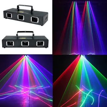 Секторный полноцветный лазерный линейно-лучевой сканер DMX512, трехобъективный DJ-проектор с лазерным эффектом RGB для дискотеки, DJ-бара, праздничной вечеринки
