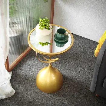 Новый скандинавский светлый роскошный боковой диван боковой шкаф гостиная стеклянный угловой балкон мини креативный маленький круглый столик журнальный столик
