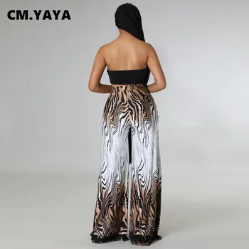 Сексуальный Женский комплект YAYA Street с бюстгальтером, топом и свободными широкими брюками с принтом, спортивный костюм 2022 года, комплект из двух предметов, Элегантные наряды в стиле Бохо 1