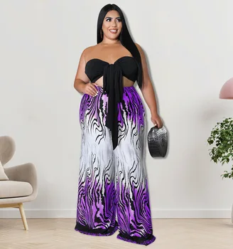 Сексуальный Женский комплект YAYA Street с бюстгальтером, топом и свободными широкими брюками с принтом, спортивный костюм 2022 года, комплект из двух предметов, Элегантные наряды в стиле Бохо 5