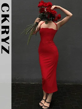 Женская летняя сексуальная клубная одежда Y2K Без рукавов с разрезом сбоку, облегающие Платья Миди для женщин, Новая мода, Вечеринка по случаю Дня рождения, отпуск 3