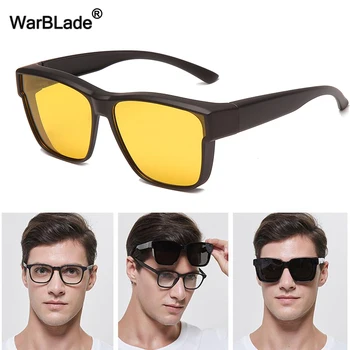 Квадратные поляризованные солнцезащитные очки Мужские Фотохромные Велосипедные Очки для рыбалки Очки ночного видения для вождения Носить Поверх очков для близорукости