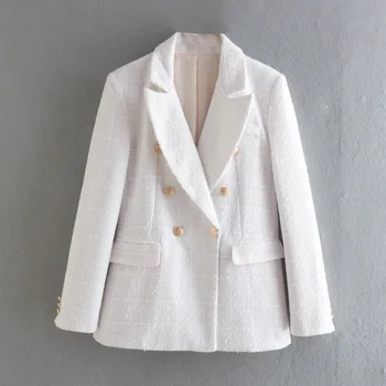 Женское пальто 2023, осенне-зимний текстурированный двубортный костюм, куртка, женская повседневная модная рабочая одежда 0