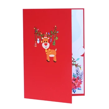 для креативной 3D поздравительной открытки с Рождественским оленем Праздничного свадебного благословения Благодарственной открытки ручной работы из бумаги с Днем Рождения 1