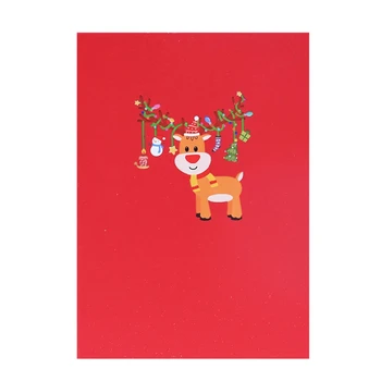 для креативной 3D поздравительной открытки с Рождественским оленем Праздничного свадебного благословения Благодарственной открытки ручной работы из бумаги с Днем Рождения 2