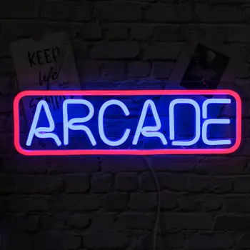 Светодиодная неоновая вывеска Arcade Night для яркой аркады, светодиодная игровая комната, бар, клуб, магазин, неоновые огни, Персонализированный декор стен, неоновые огни USB