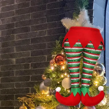 Рождественские украшения, Мультяшные трехмерные ножки эльфа, Большая подвеска, украшение для Рождественской елки, подвеска в форме вора 3