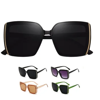 Оптовые солнцезащитные очки с квадратной оправой большого размера в модной стильной металлической линии, Великолепные солнцезащитные очки с защитой от ультрафиолета, Очки для женщин и мужчин