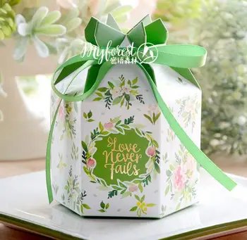 50шт Новый Высококачественный Европейский Зеленый цветок Большие Коробки Конфет Свадебные Сувениры Бумажная Шоколадная Подарочная Коробка упаковка оптом 0