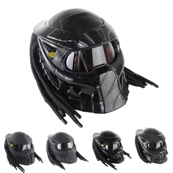 Шлемы Predator из стекловолокна, мотоциклетный шлем Dot Ece, легкий, крутой, черный, Casco Moto, полнолицевой шлем Predator