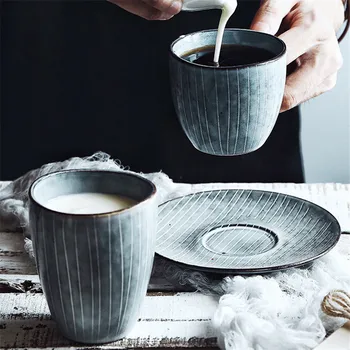 Керамическая ретро-чашка в японском стиле, креативная Офисная чашка для чая большой емкости, Домашняя пара, Кофейная кружка для завтрака, кружка для молока, посуда для напитков