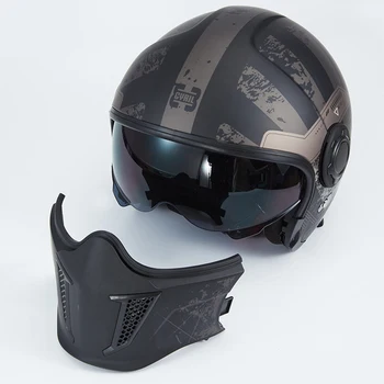 Новый мотоциклетный шлем в стиле ретро Может быть изменен Съемное лобовое стекло, защитные очки, маска, Дышащая защита от падения, Точка сертификации ECE 3