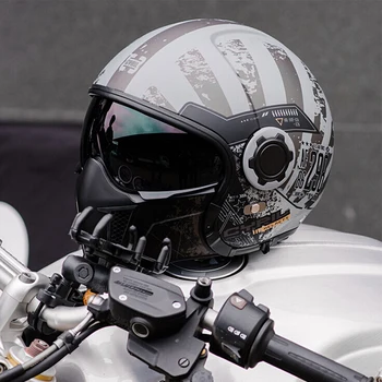 Новый мотоциклетный шлем в стиле ретро Может быть изменен Съемное лобовое стекло, защитные очки, маска, Дышащая защита от падения, Точка сертификации ECE 4