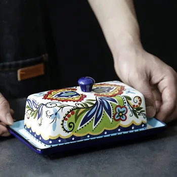 Креативная Керамическая коробка для масла Посуда в европейском стиле с крышкой Блюдо для подсчета масла в форме сердца Коробка для хранения сыра Десертная тарелка