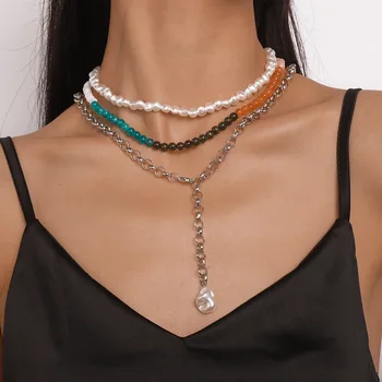 Многослойное ожерелье в богемном этно-стиле, модное яркое Y-образное ожерелье из бисера, преувеличенное геометрическое ожерелье