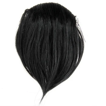 Прямая челка, гладкие нарощенные волосы, парик с бахромой (темно-коричневый) и парик из синтетических волос, черная подстриженная челка