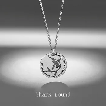 Мужское ожерелье Shark из стерлингового серебра S925 Пробы Простая подвеска в стиле хип-хоп, сделанная под старину, Геометрическая цепочка на ключицу, Ювелирные изделия, подарки