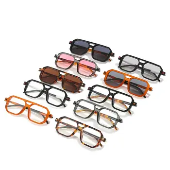 Новые леопардовые солнцезащитные очки с двойными мостиками, модные женские солнцезащитные очки, очки с УФ-400, мужские очки, модные аксессуары для уличной одежды