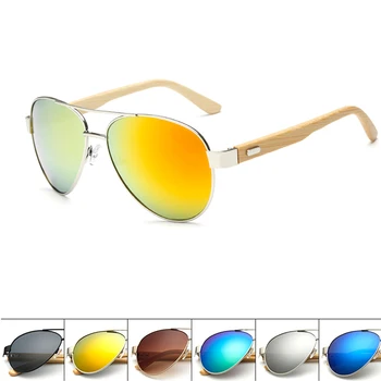 FOENIXSONG Модные солнцезащитные очки для женщин и мужчин 2023 года в стиле пилота с бамбуковой деревянной рукояткой, ретро Солнцезащитные очки UV400, Винтажные очки