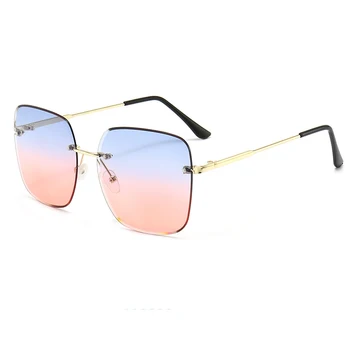 Солнцезащитные очки без оправы для женщин и мужчин Модные Простые квадратные синеРозовые Солнцезащитные очки Классического винтажного дизайна Мужские Женские очки