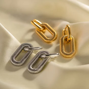 Серьги-цепочки из нержавеющей стали с позолотой 18 карат, ювелирные изделия премиум-класса, модные стильные серьги