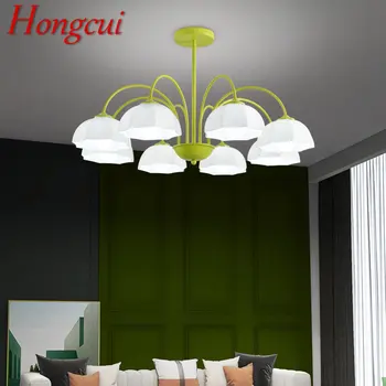 Подвесной потолочный светильник из зеленого стекла Hongcui LED, Креативный простой дизайн, Подвесная люстра для дома, гостиной, спальни