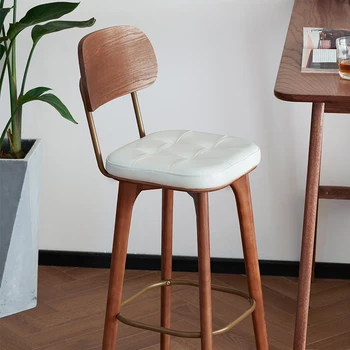 Скандинавская мебель Барные стулья из массива дерева Кухонная Промышленная ресторанная стойка Высокий стул с креативной спинкой Silla Furniture GPF55YH