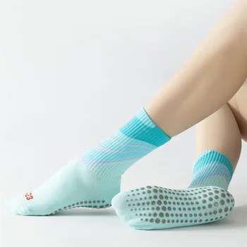 Красочные носки для йоги, противоскользящие силиконовые носки для занятий балетом, танцами, спортом, женские хлопковые дышащие носки для фитнеса, пилатеса с модным принтом 0