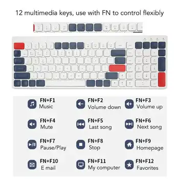 Комбинированная клавиатура и мышь 2.4 G, беспроводные круглые колпачки для клавиш, эргономичная клавиатура и мышь для зарядки Type C для телефона, планшета, офиса. 3