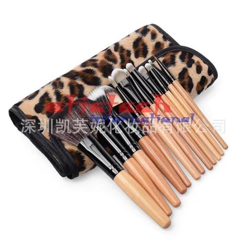 ems или dhl 100 комплектов 12ШТ Новый профессиональный набор кистей для макияжа 12 ШТ косметический инструмент леопардовая сумка косметические кисти 1
