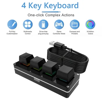 Пользовательская клавиатура с 3 клавишами RGB, программирующая клавиатура с макро-ручкой, клавиатура с горячей заменой, портативная мини-механическая клавиатура для работы в играх