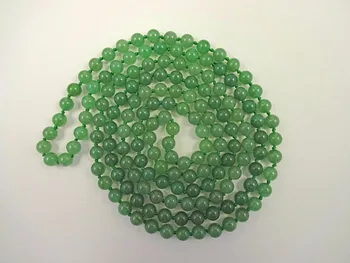 Длинное Ожерелье С Узлом Ожерелья Природный Камень 8 ММ Зеленый Авантюрин Ожерелье Зеленые Ожерелья Ручной Работы 60 дюймов Йога Мала Бусины 2