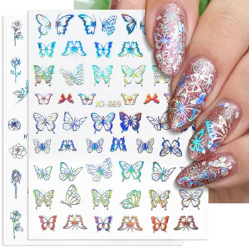 1 шт Наклейки для ногтей Бабочка Цветок Французский Дизайн ногтей Наклейка Украшение Маникюр Дизайн Прекрасная 3D Наклейка Самоклеящиеся ногти